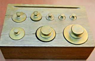 Antique Brass 8 Pc Set Grain Weights For Reloaders Apothecary 100 - 5000 Grains