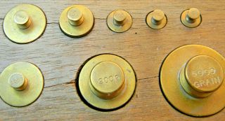 Antique Brass 8 PC SET Grain Weights FOR RELOADERS APOTHECARY 100 - 5000 GRAINS 2
