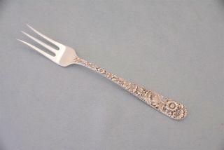 S Kirk & Son Repousse Sterling Silver 6 " Short Handle Pickle Olive Fork No Mono