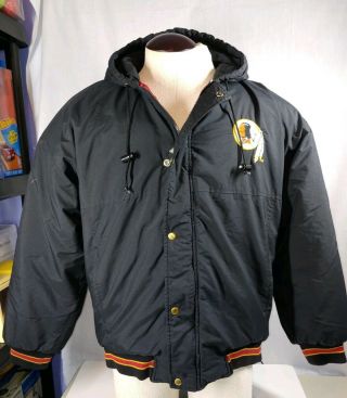Rare Starter Washington Redskins Coat Vintage Coat Size L Black Full Zip Euc