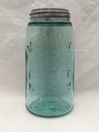 Antique Blue Quart Canning Jar Mason 