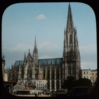 Stunning Antique Magic Lantern Slide Cologne Cathedral C1890 Photo Germany