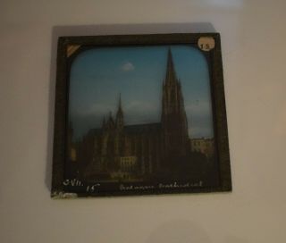 STUNNING ANTIQUE Magic Lantern Slide COLOGNE CATHEDRAL C1890 PHOTO GERMANY 2