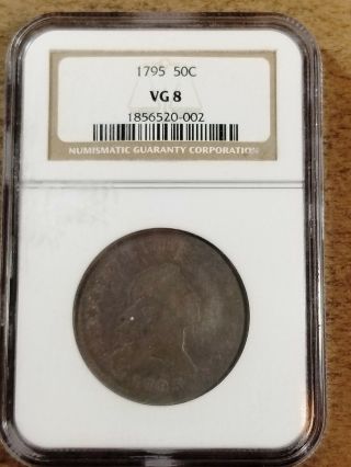 1795 Flowing Hair Silver Half Dollar Ngc Certified Vg 8 Rare Coin,  H249