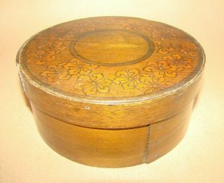 Antique Pantry Box Wooden decorated on top 6 3/4 