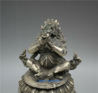 Chinese Buddhism Vajra King Kong Mahakala Old Tibetan silver Incense Burner 3