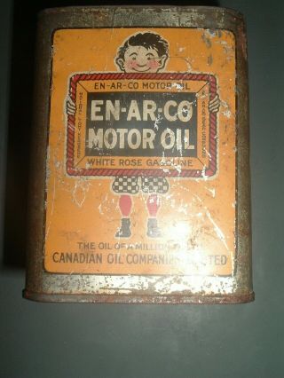 Rare Vintage En - Ar - Co Motor Oil White Rose Gasoline Can Bank