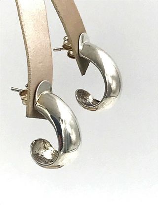 Silpada Rare.  925 Sterling Silver Modernist Curled Half Hoop Post Earrings