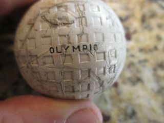 Antique Golf Ball Dunlop " Olympic " Gutty Bramble Mesh Hickory Era Early 1900s