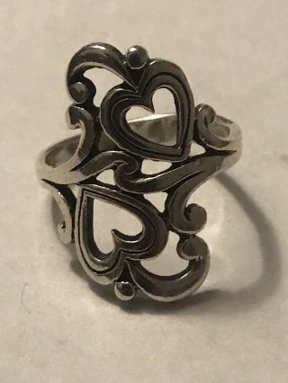 James Avery Rare Retired Double Heart Open Ring Size 5.  5