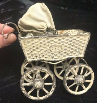 Antique German Doll Buggy Pram Carriage Made In Germany Miniature Doll House