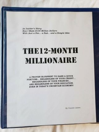 The 12 Month Millionaire.  Rare Gary Halbert Version By Vincent James