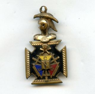 Antique Fcb Masonic Knights Of Pythias Skull Cross Bones Medal Watch Fob 2