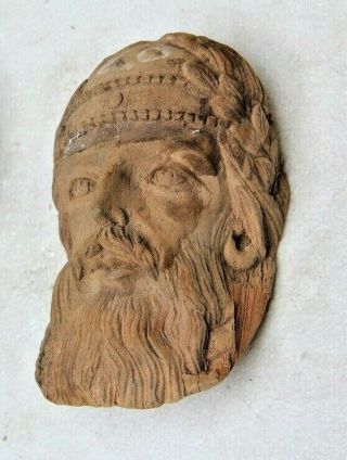 Stunning Hand Carved Gothic Male Ships Head Face Wood Sculpture