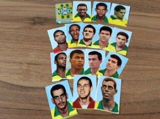 1966 World Cup In England Rare Brasil Stickers Pele Jairzinho Etc X 16