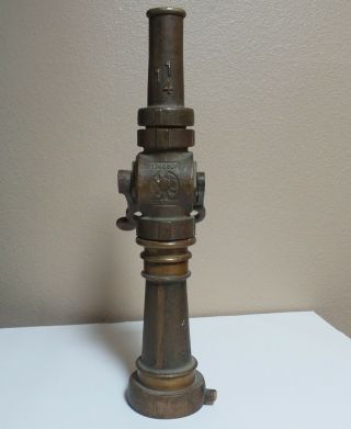 Antique Vintage Brass Fire Nozzle By Akron Ball 0746609/2283985,  18.  5 " Tall Nr