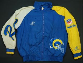 Rare Vtg Logo Athletic Los Angeles Rams Nfl Pro Line Windbreaker Jacket 90s Sz L
