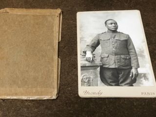 Rare Cdv Photographs African - American Soldier Ww I Very Good
