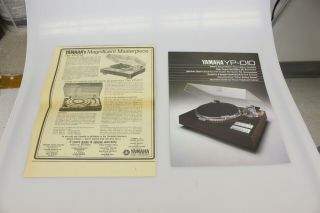 Yamaha Yp - D10 Rare Sales Ad Yamaha Pamphlet Turntable Brochure Advertising