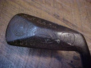 H & B " Driving Iron " Antique Hickory Shaft Golf Club Rare Cork Grip Right