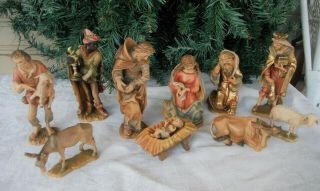 Vintage Anri Walter Bacher Hand - Carved 10 - Pc Nativity Set - Euc,  Extremely Rare