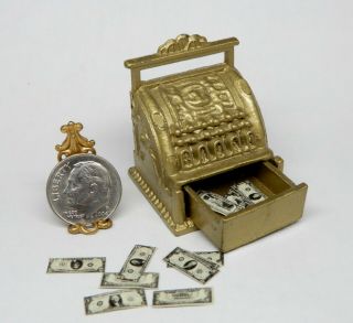 Vintage Antique Cash Register W Money Dollhouse Miniature 1:12