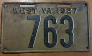 1927 West Virginia License Plate 3 Digit Low Number Rare