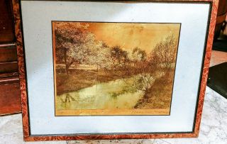 Rare Wallace Nutting " Brookside Blossoms " Lithograph Handcolored,  Sighed