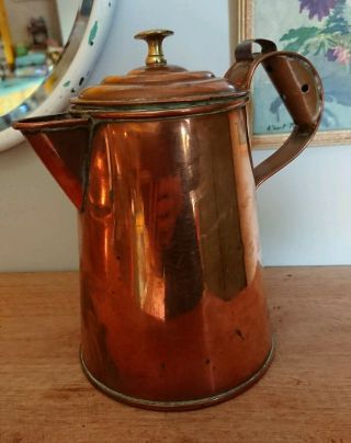 Antique Vintage Copper Hot Water coffee Pot Jug prop film TV theatre tea origina 2