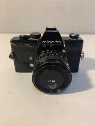 Rare Black Minolta Srt 201 Slr 35mm Film Camera With Md Rokkor X 50mm F/1.  7 Lens