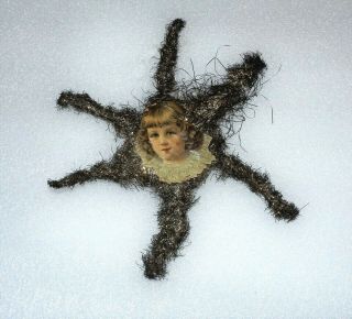 Antique Christmas Star Wire Tinsel Angel Vtg Feather Tree Topper Diecut Ornament
