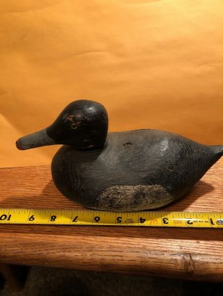Vintage Small Wood Duck Decoy Glass Eye 9“ Long By 5 Inches High