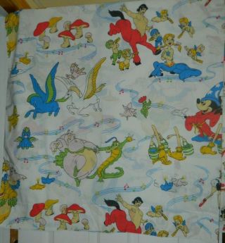 Htf Rare Vtg Vintage Disney Fantasia Twin Flat & Fitted Wamsutta Bed Sheets Set