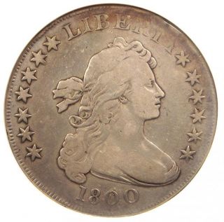 1800 Draped Bust Silver Dollar $1 - Anacs Fine Details / Net Vg10 - Rare Coin
