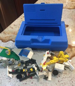 Vintage 1983 Blue Lego Storage Hard Carry Case & Assorted Lego