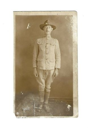 Old Vintage Antique Wwi War Real Photo Rppc Postcard U.  S.  Army Doughboy Soldier
