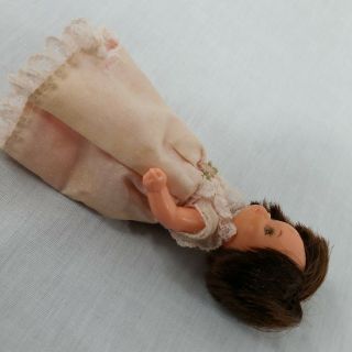 Vintage Mattel Baby Rosebud Doll Pink Heather Rose Dress Brunette 70s 1976 3