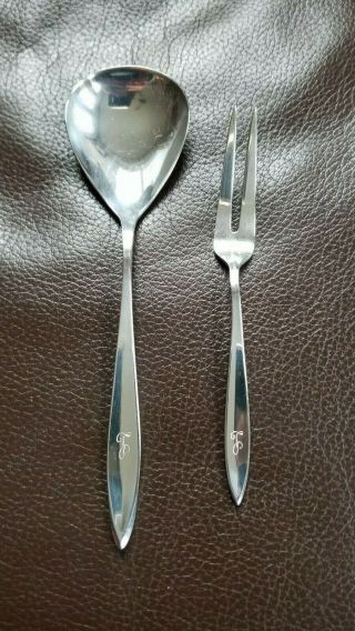 Gorham sterling silver lemon fork and bon bon spoon Esprit pattern L monogram 3