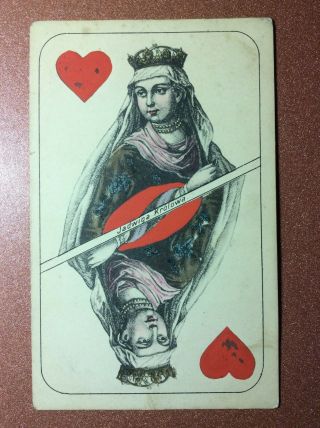 Rare Tsarist Russia Postcard 1910s Jadwiga Krolowa Playing Card - Queen Hearts