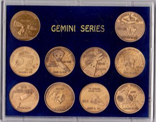Nasa Gemini Manned Space Flight Series - Antique Bronze Commemorative Set