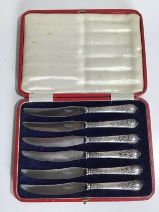 Antique Sterling Silver Handled 6 Knives By Thomas Bradbury & Sons Ltd 1921