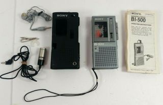 Sony Bi - 500 Business Corder Dictaphone Micro Cassette Recorder W Mic Rare