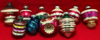 Awesome 10 Antique Shiny Brite Glass Christmas Ornaments 1950 