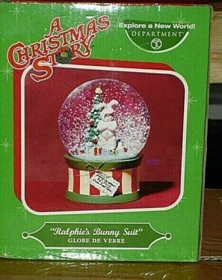 A Christmas Story Ralphie Bunny Suit Snow Globe Department 56 Rare Water W/box