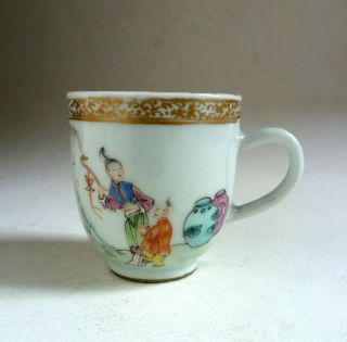 Antique Chinese Export Porcelain Cup 18th Century Famille Rose Figures