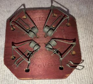 Antique Victor Choker 4 - Holed Wooden Mousetrap Exterminator - Cool For Display