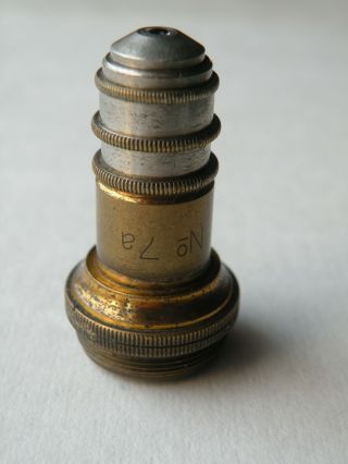 Antique Vintage Brass Objective 7a Microscope Reichert Wien
