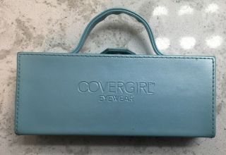 Vintage 80s Covergirl Eyeglass Hard Case Light Blue Box With Mirror Snap Close