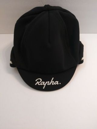 Rapha Winter Cycling Hat Cap One Size Black White Front Logo Rare Style