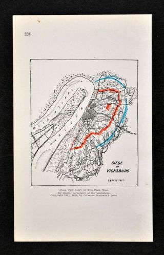 Civil War Map Battle Siege Of Vicksburg Mississippi Sherman Mcpherson Stevenson